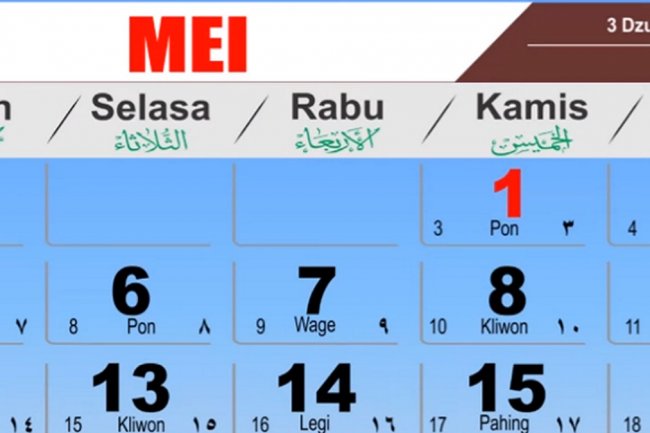 Daftar Tanggal Merah dan Peringatan Hari Nasional dan Internasional di Bulan Mei 2025