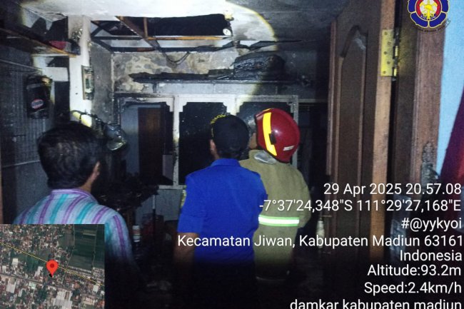 Kebakaran Bengkel Aksesoris Motor di Jiwan Madiun, Kerugian Capai Rp30 Juta