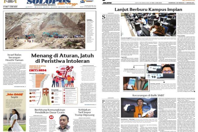 Solopos Hari Ini : Solo Menang di Aturan, Jatuh di Peristiwa Intoleran