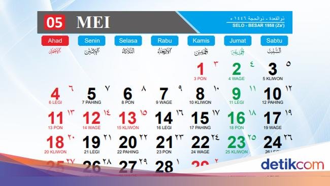 Daftar Hari Besar Nasional dan Internasional Bulan Mei 2025 Lengkap