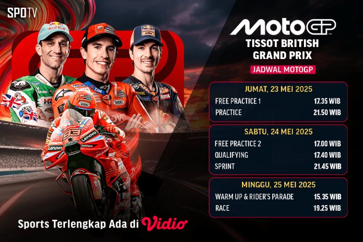 Saksikan Streaming MotoGP 2025 Tissot British Grand Prix Round 7 di Vidio Akhir Pekan Ini