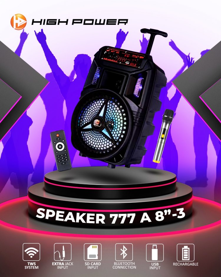 HIGH POWER Speaker 777 A-3 8 Inch: Speaker Portabel Bluetooth Padukan Kualitas dan Kemudahan