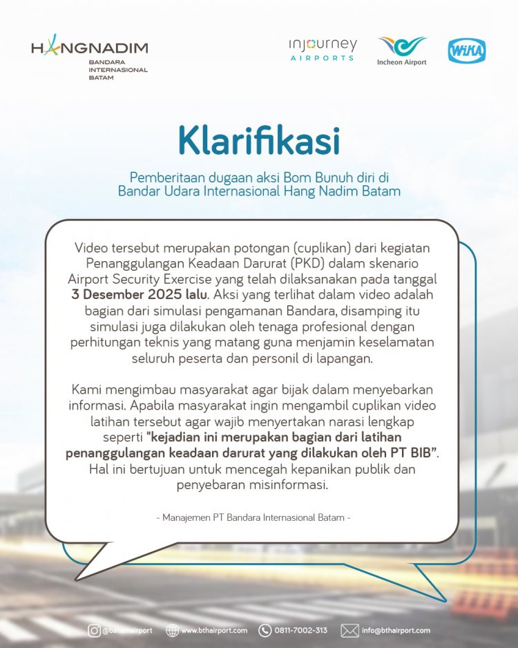 Padang Info : Tidak Benar Pelaku Bom Bunuh Diri di Bandara Internasional Hang Nadim