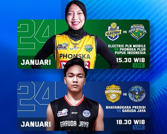 Jadwal Proliga 2026 Hari Ini Big Match Electric PLN Vs Gresik Phonska Plus dan Bhayangkara Presisi Vs Garuda Jaya